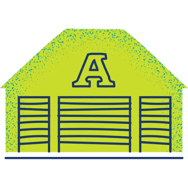 Illustration of the Arté cold store, a green barn holding the harvest